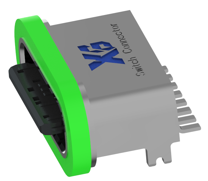 XB-TYPE C 8P-2-X  XB防水TYPE C 8P SMT 板上防水母座L=6.65mm(带钢片)(锌合金外壳 外露0.95)
